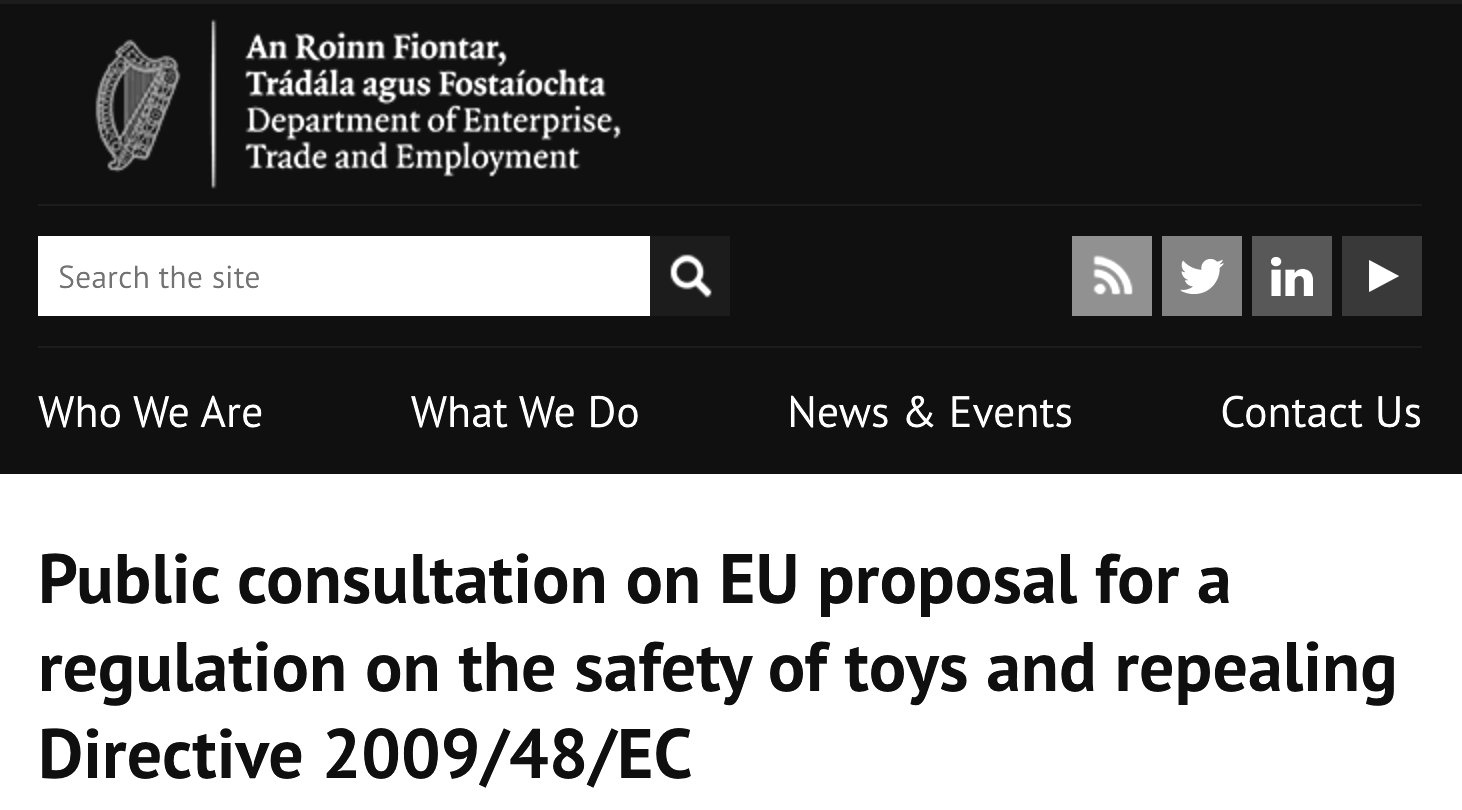 Public Consultation Notice: EU Proposal on Toy Safety